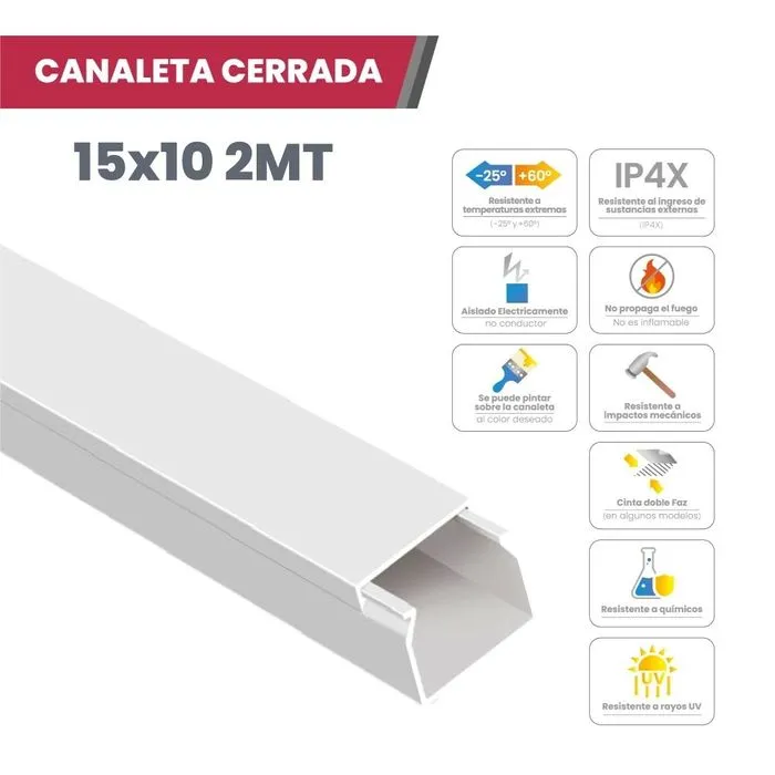 Canaleta 15x10mm -2mts