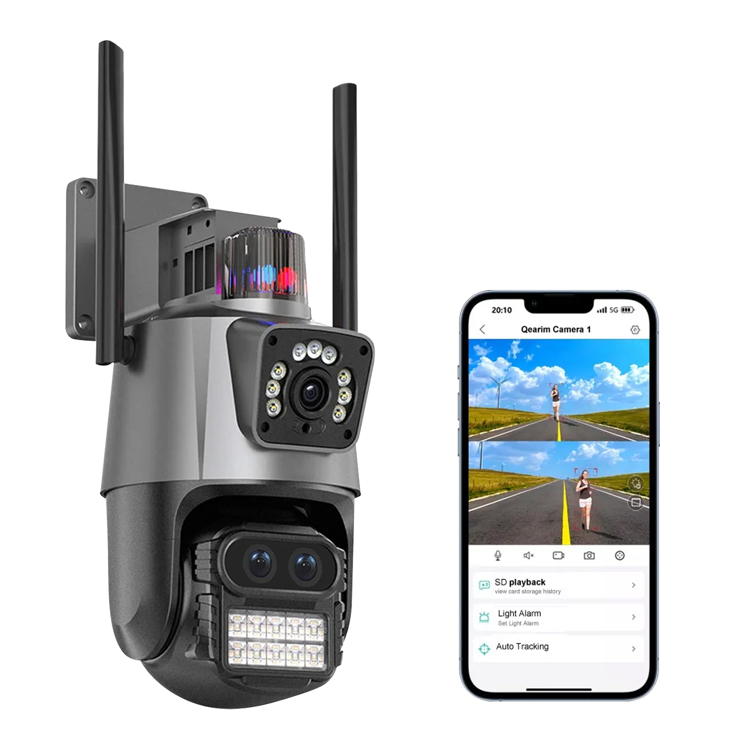 Camara Exterior Doble Lente con Zoom Optico