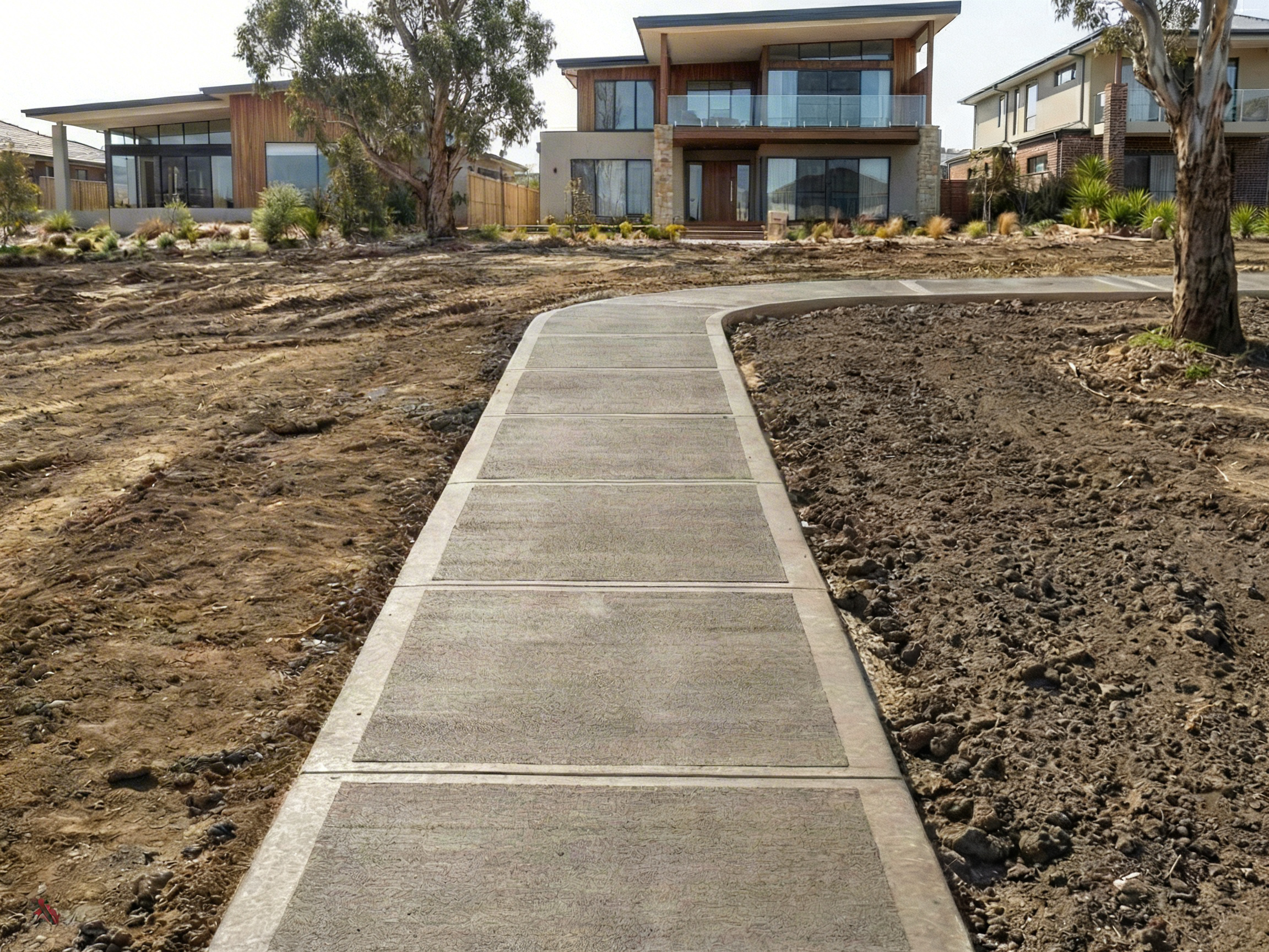 Plain broom footpath finish