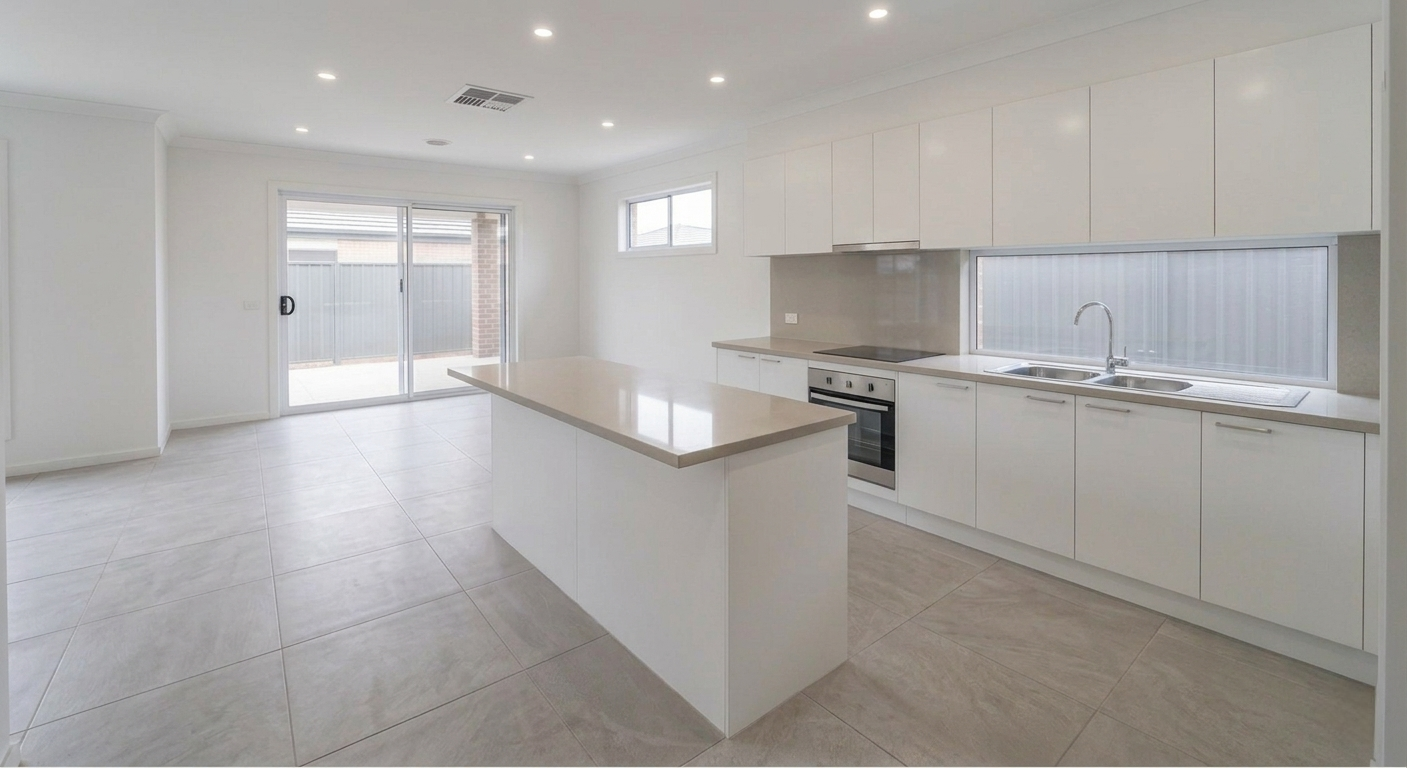 Kitchen after builders handover clean, Sydney NSW