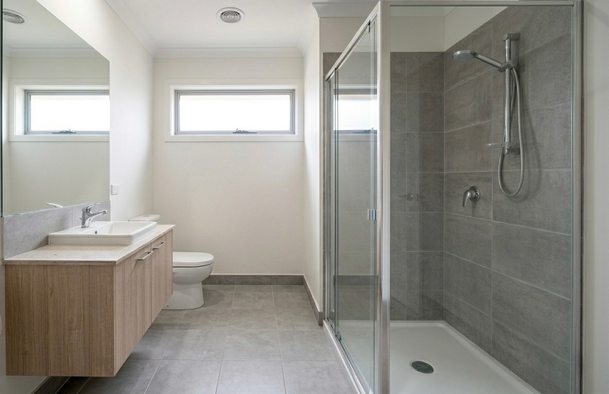 Bathroom after builders handover clean, Sydney NSW