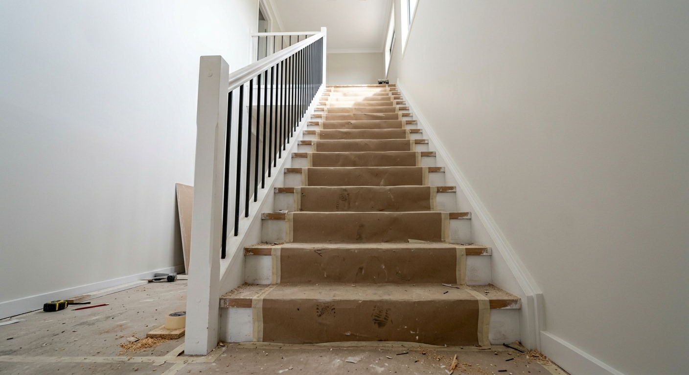 Stairs before builders handover clean, Sydney NSW