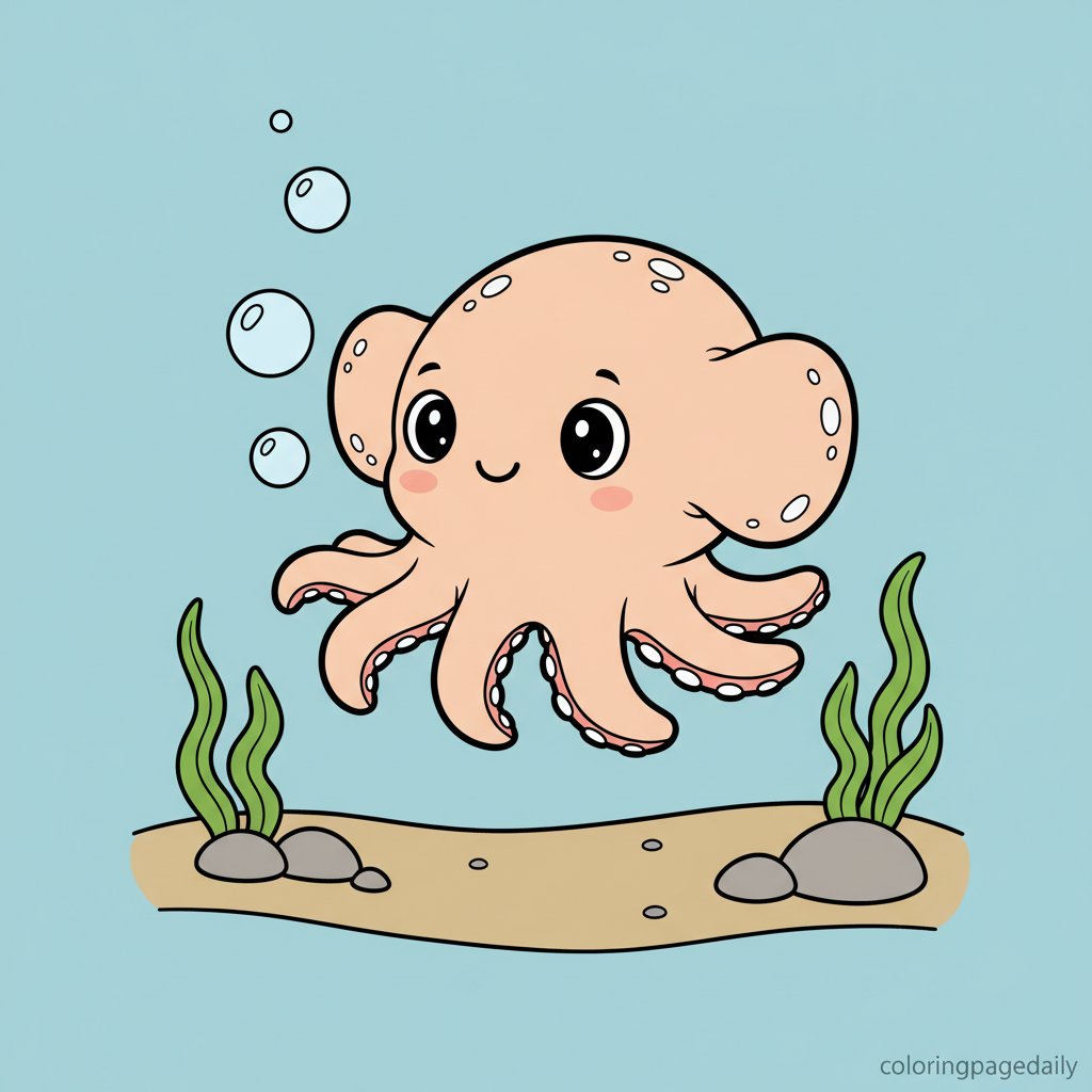 Dumbo Octopus Color Dumbo Octopus Swim - Printable Coloring Page