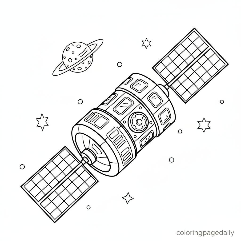 Space Station Module - Printable Coloring Page