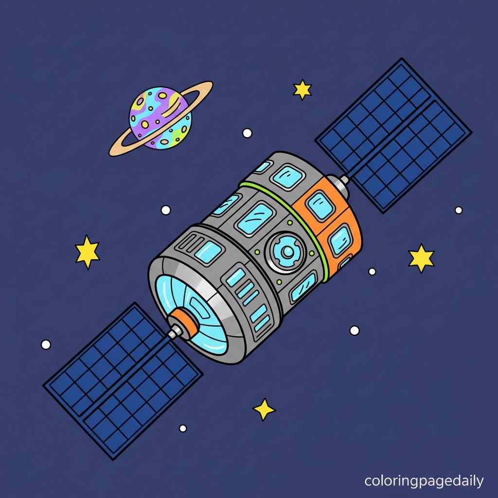 Space Station Module - Printable Coloring Page