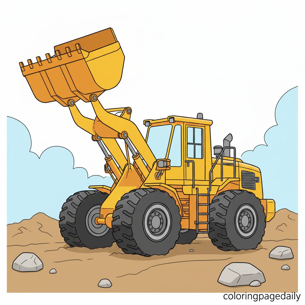 Front End Loader Machine - Printable Coloring Page