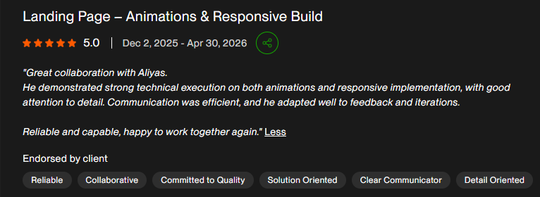 Upwork Client Review