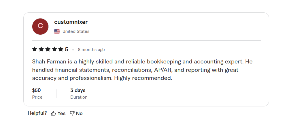 Fiverr Client Review