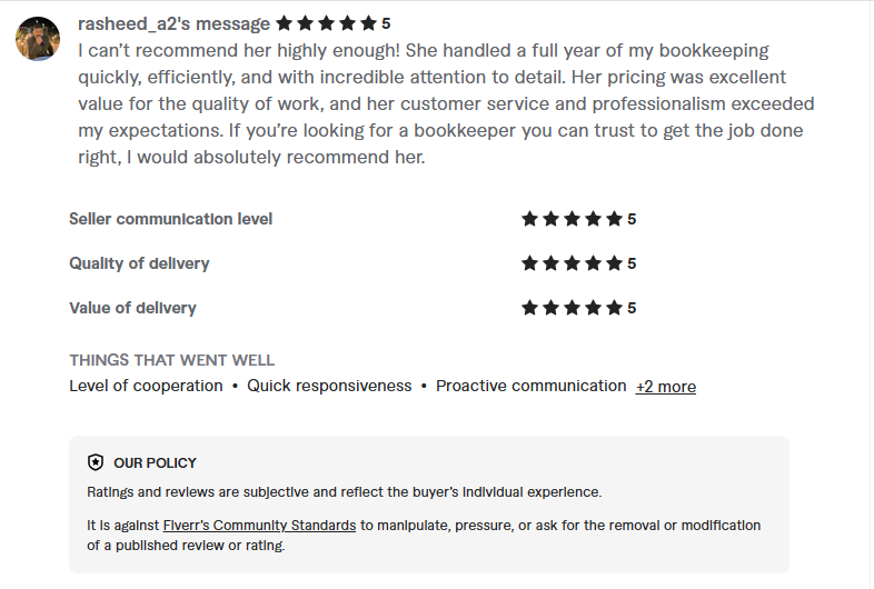 Fiverr Client Review