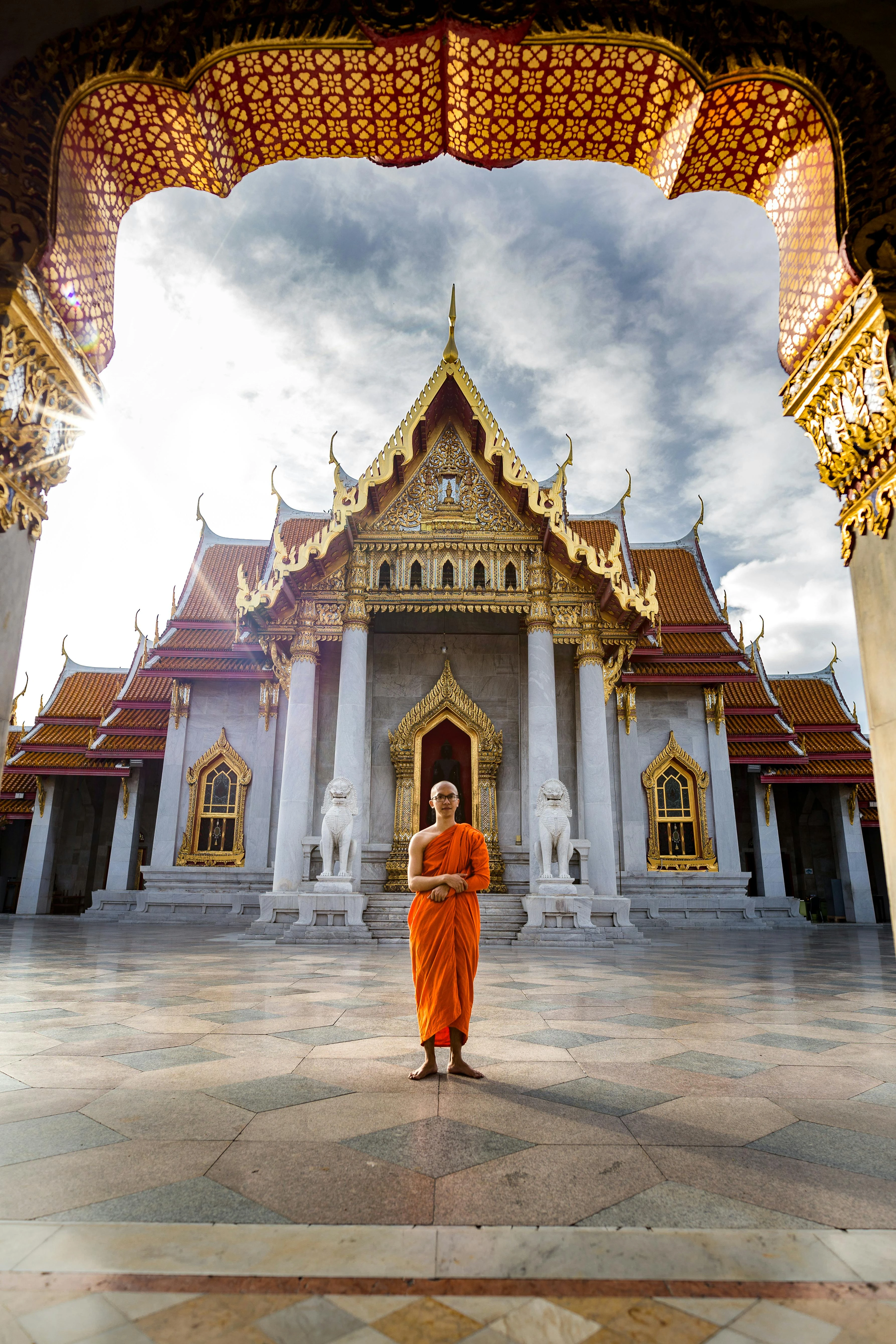 a thailand temple with a hindu in the front