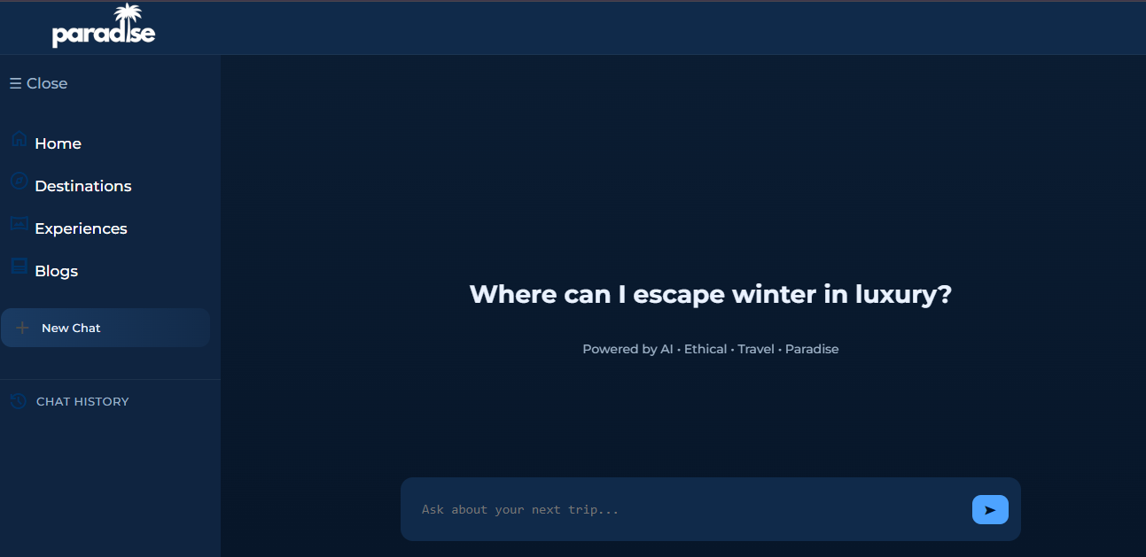 User interface for paradise AI