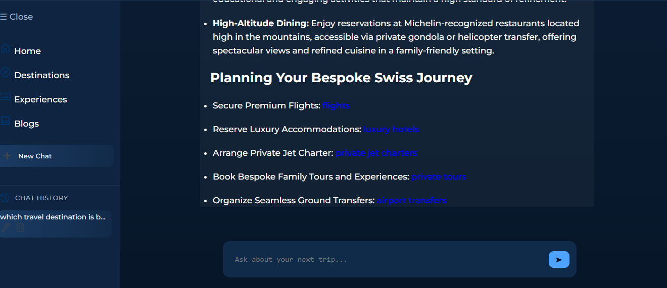 paradise AI recommendations on flights, airport transfers, tours and hotels