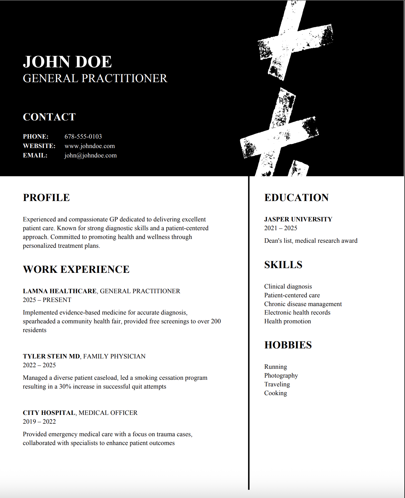 Creative Portfolio CV template preview