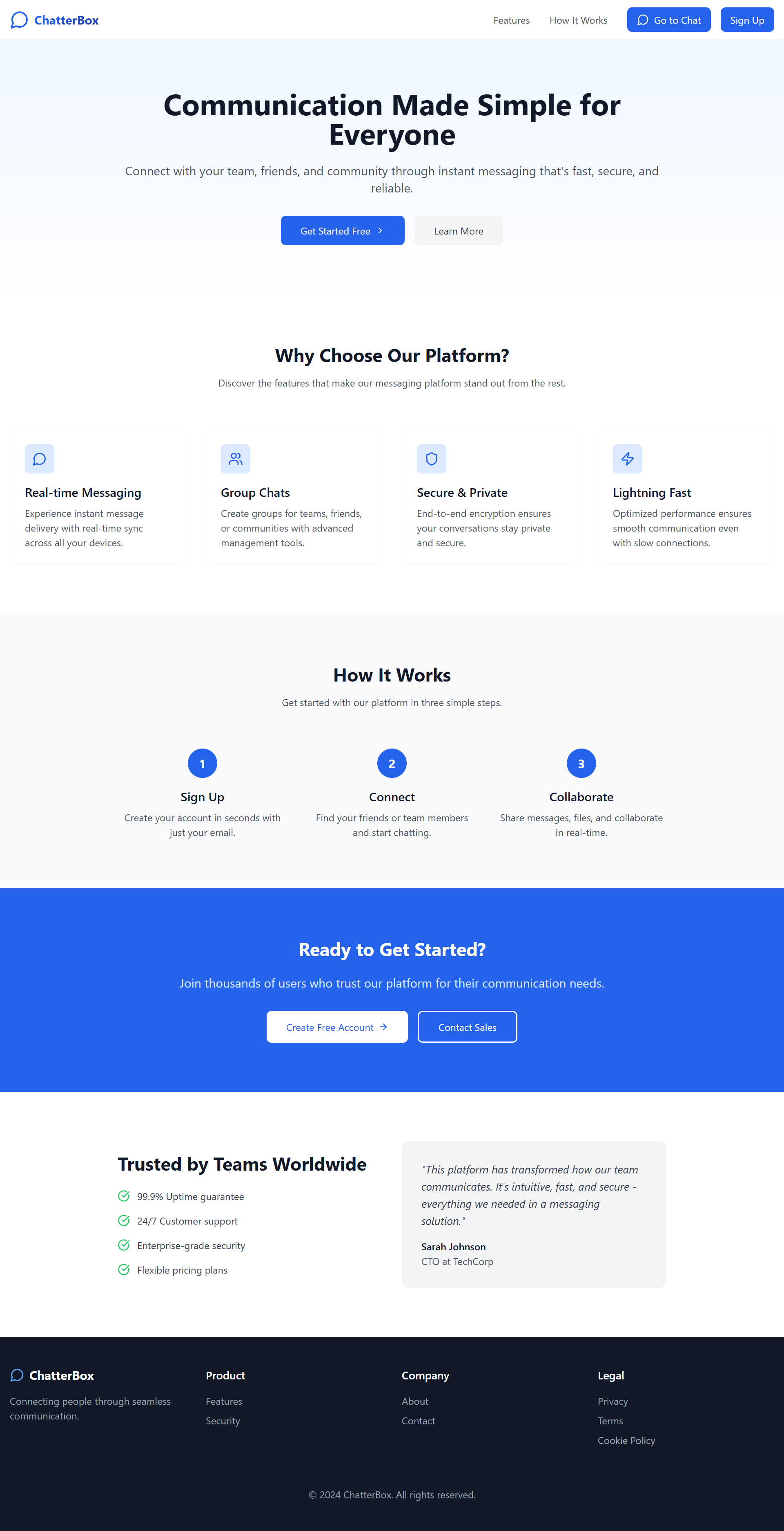Chatterbox — Real-time messaging and file sharing platform built with Node.js, Express, MySQL and React.