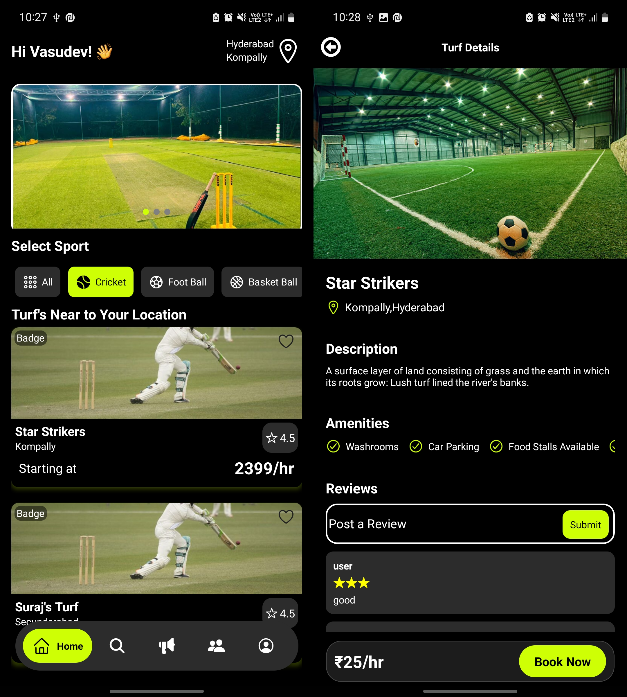PlayPitch — Mobile app for finding and booking turfs, organizing tournaments and connecting players.