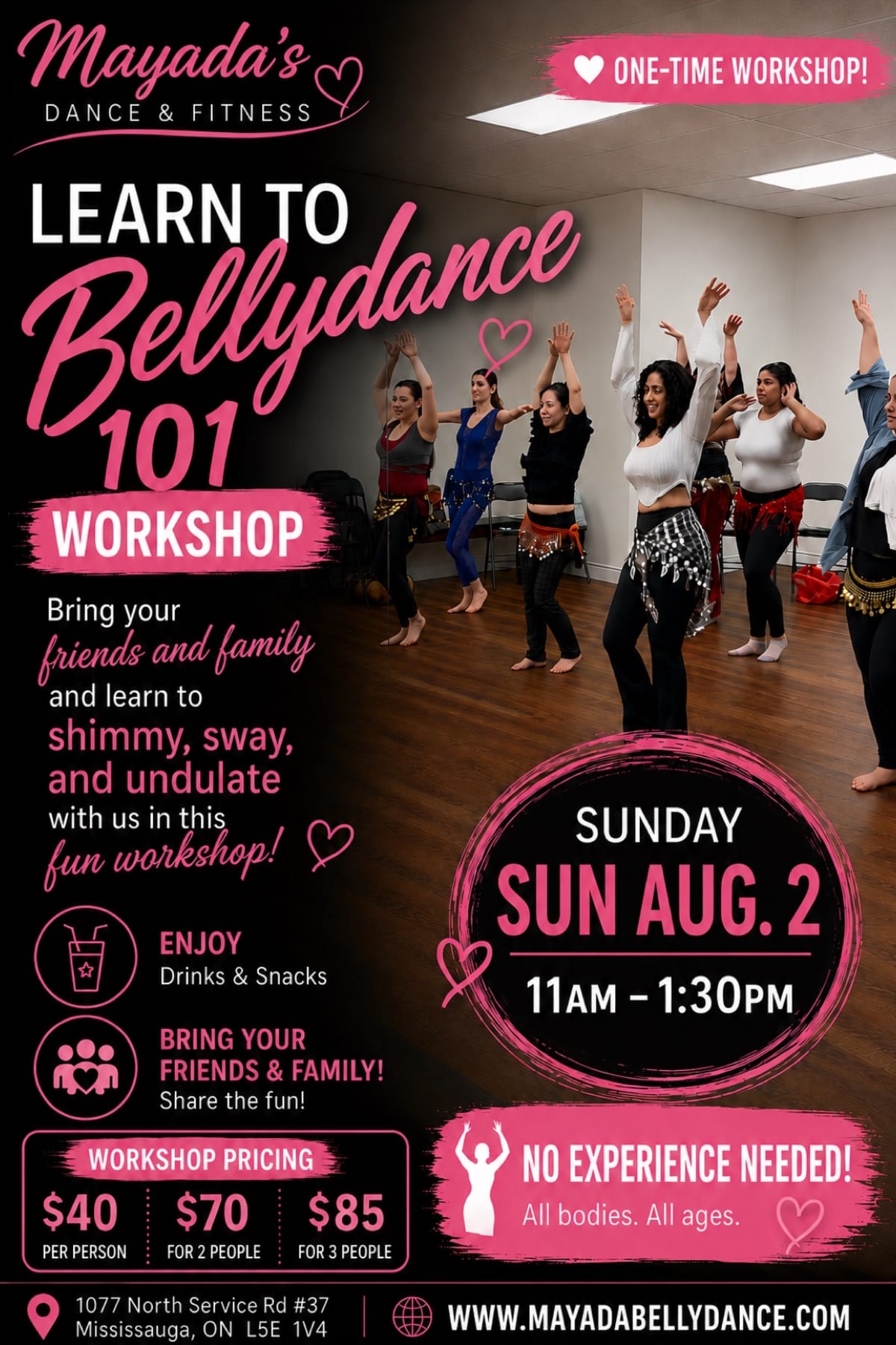Learn to Bellydance 101 Workshop - Sunday August 2, 11am-1:30pm