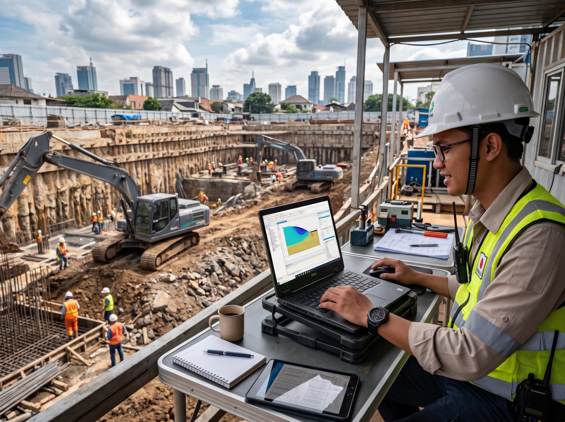 Analisis stabilitas lereng dan pemodelan tanah dengan software geoteknik, latar Pelatihan PLAXIS Zamil Consulting