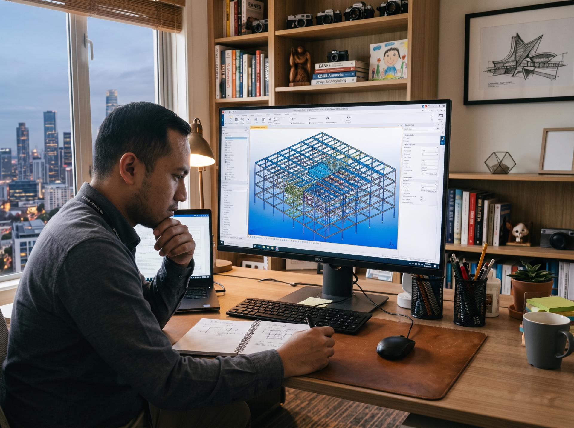 Instruktur memandu pemodelan struktur, latar Pelatihan Tekla Zamil Consulting