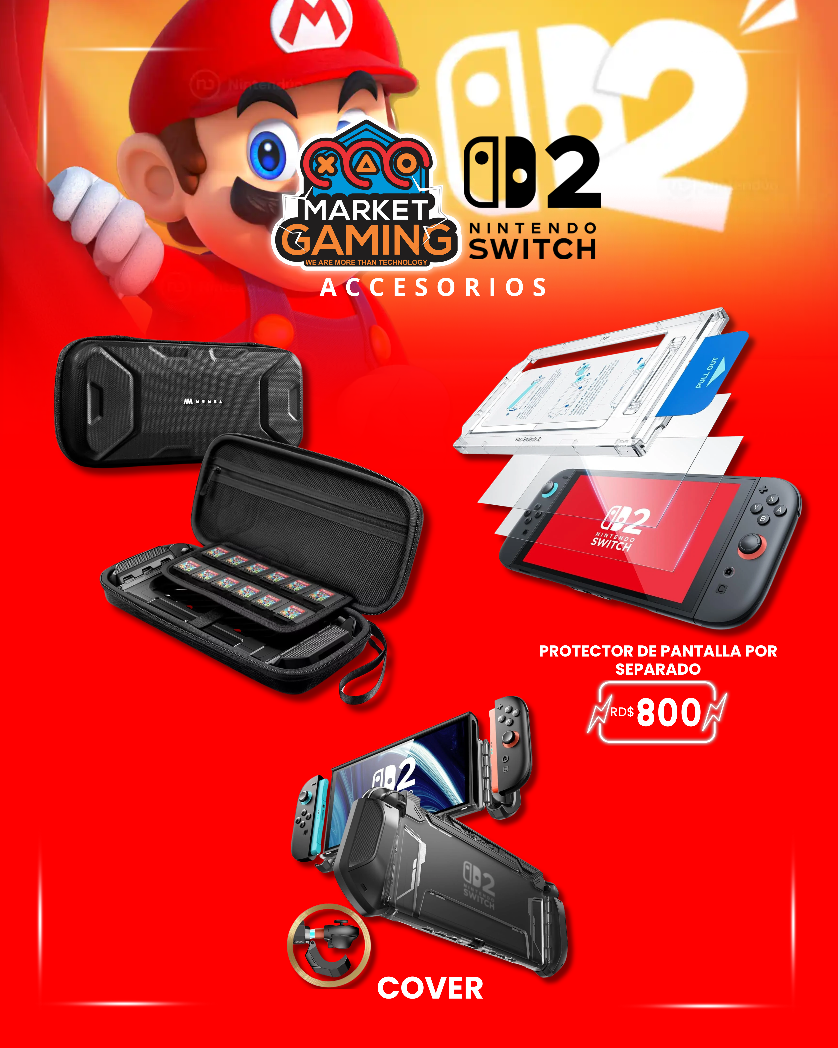 KIT DE PROTECCION Y ACESSORIOS DE NINTENDO SWITCH 2