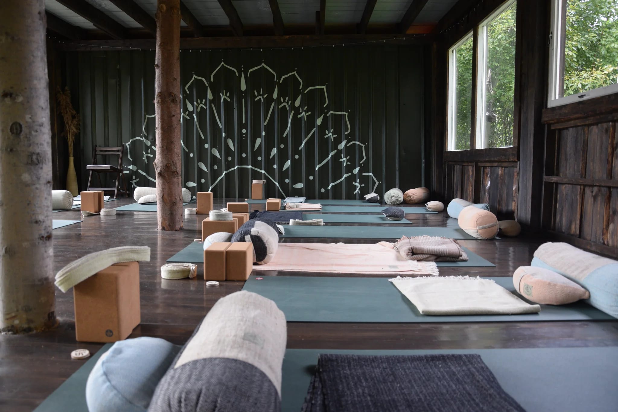 Covered yoga shala at Wanderland Norway retreat venue