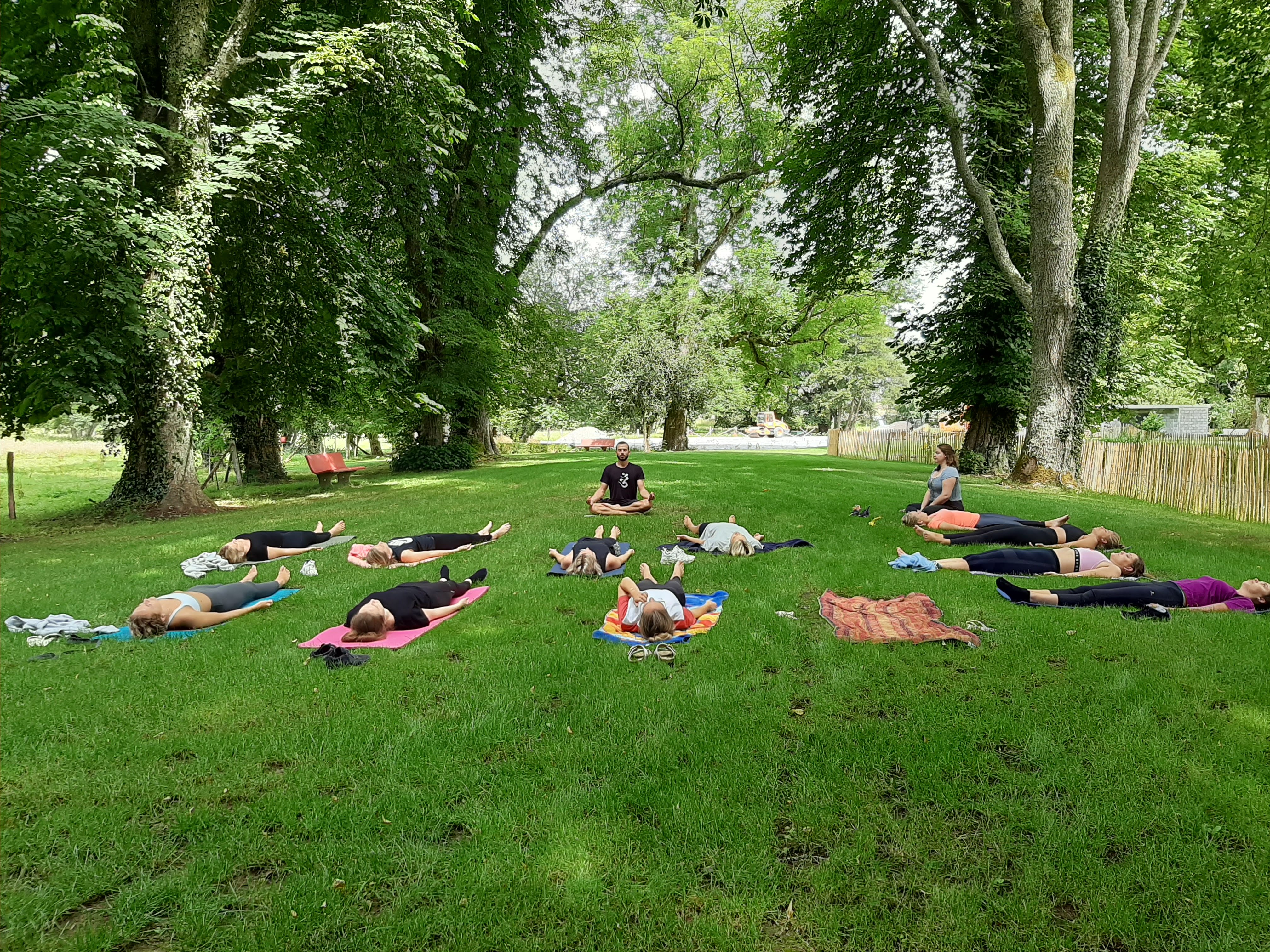 Hatha class outdoors in Belgium