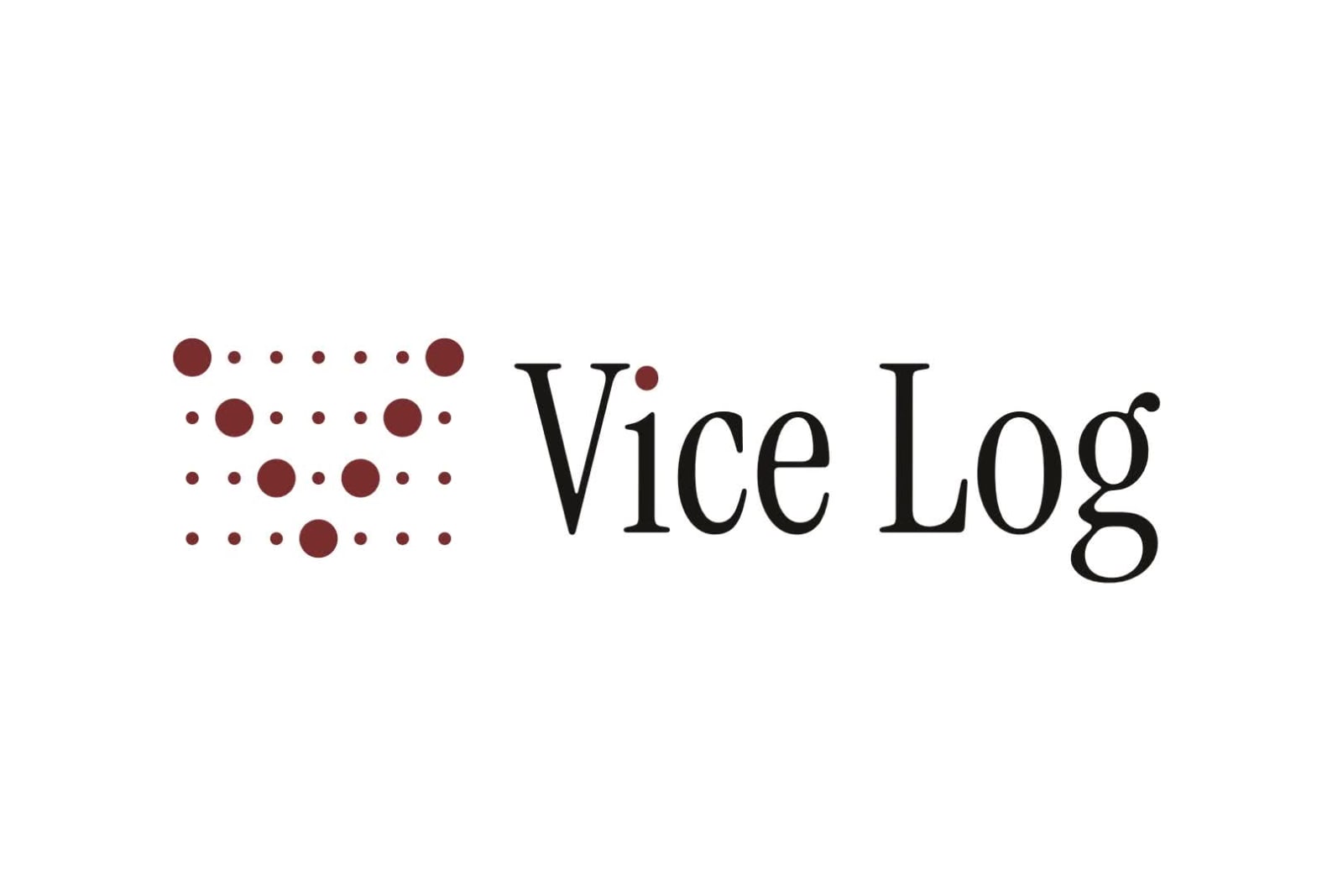 The Vice Log logo animating on paper: a month of dots, seven across and four down, the logged days growing until they make a V, then the Vice Log wordmark in Instrument Serif.