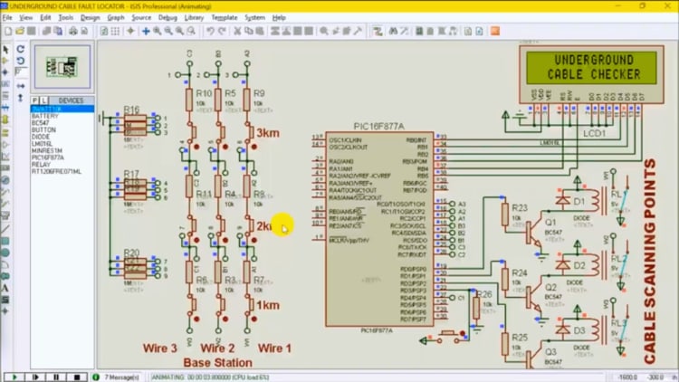 Underground cable fault locator with PIC16F877A