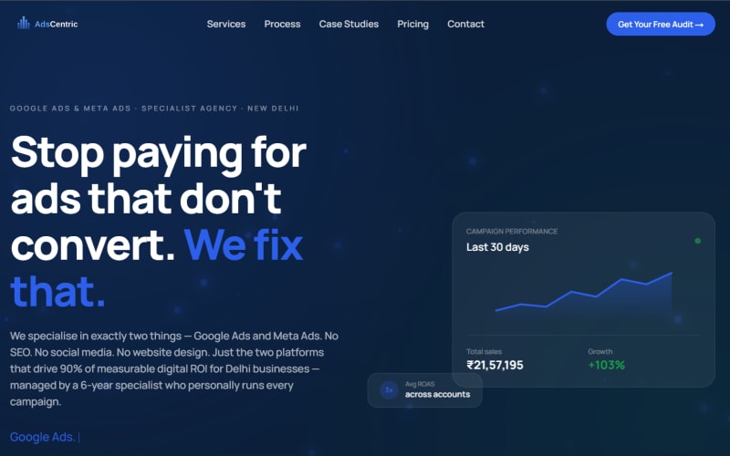 Adscentric website screenshot