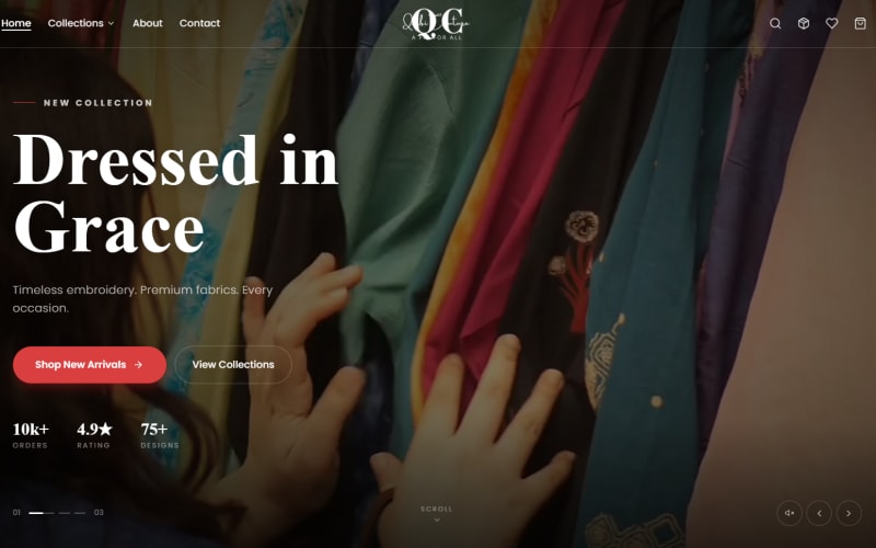 Qalbi Couture website screenshot