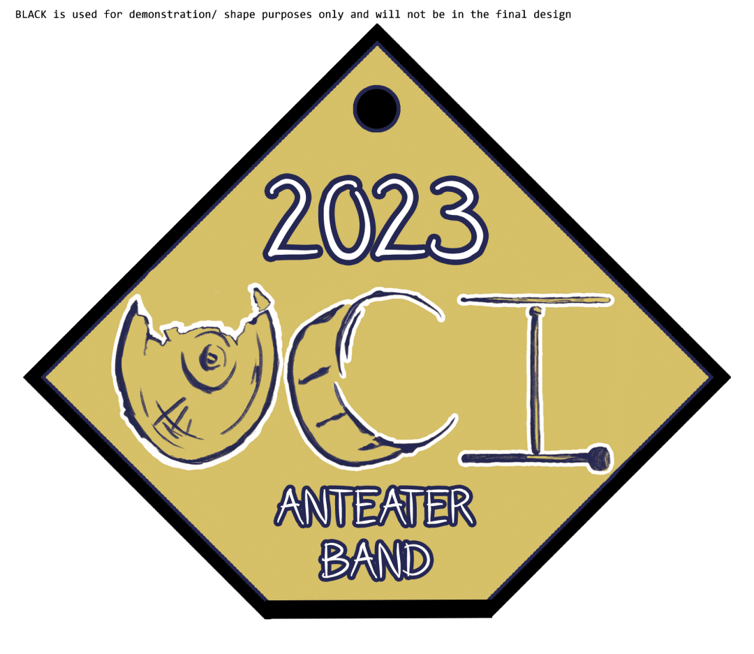 A keychain sketch with the words "2023 UCI Anteater Band"
