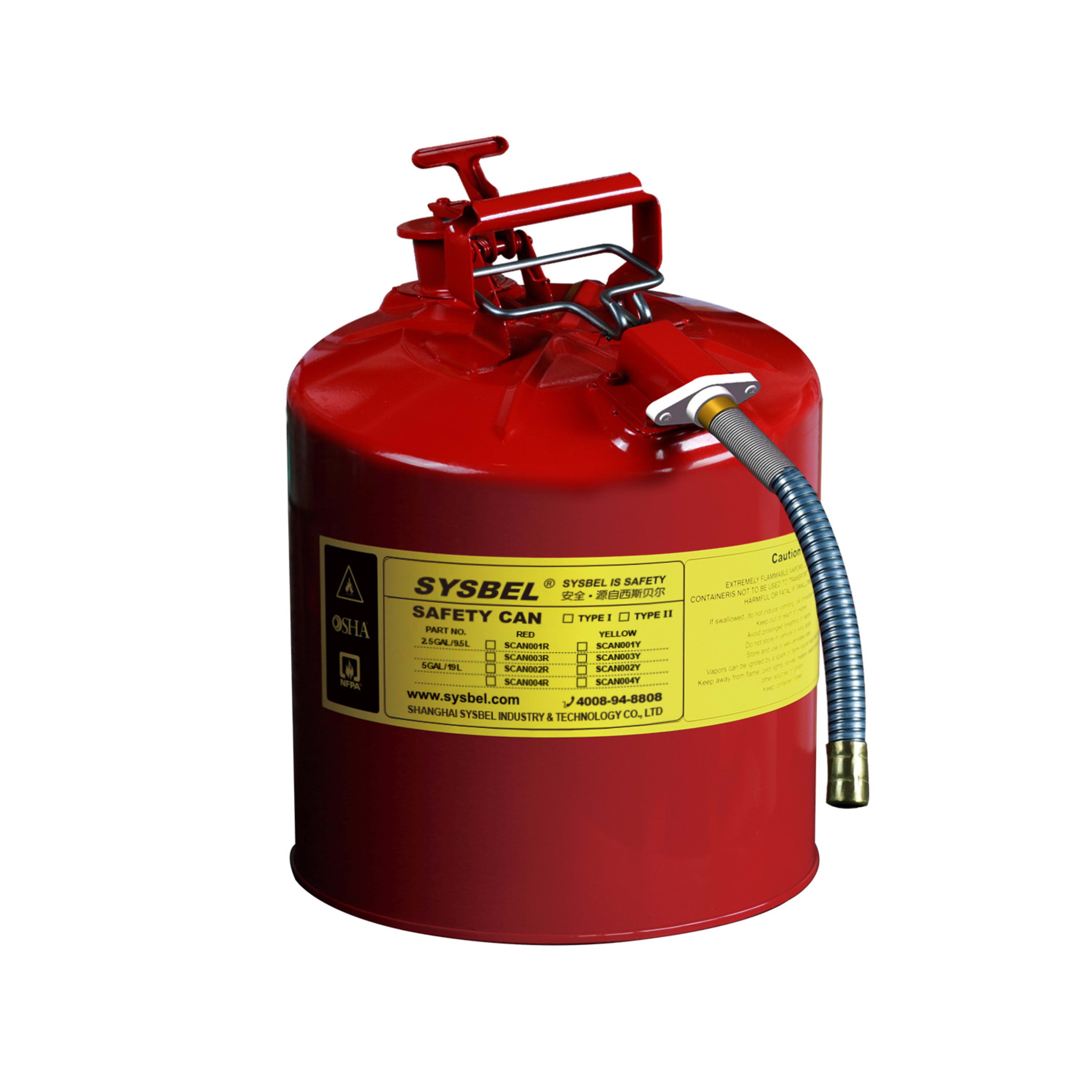 Safety Cans TYPE Ⅱ (5 Gal) (Red)[5 Gal/19 L]