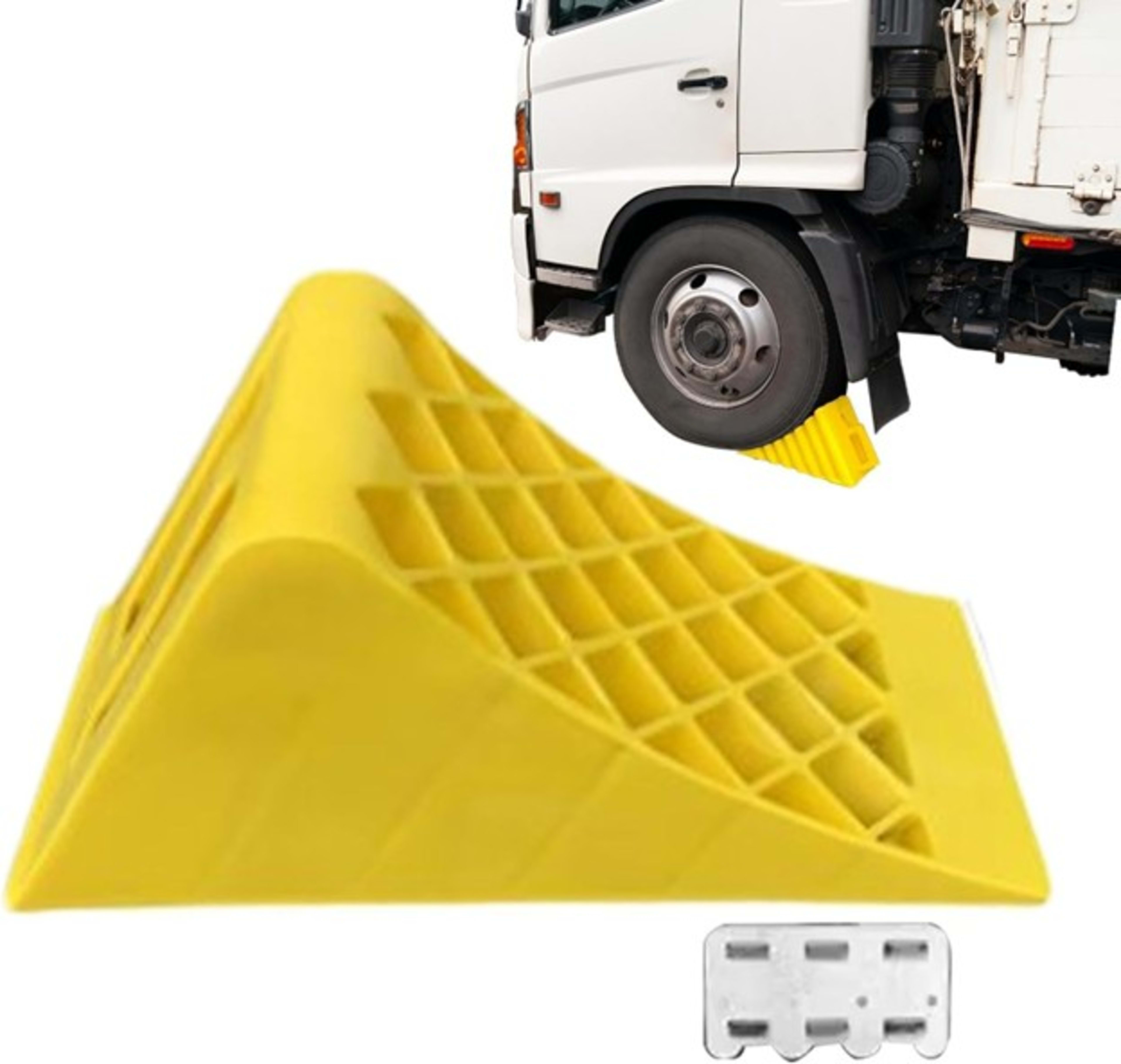 Heavy Duty Large Solid Rubber Wheel Chock with HOOK - Parking Rubber Stopper