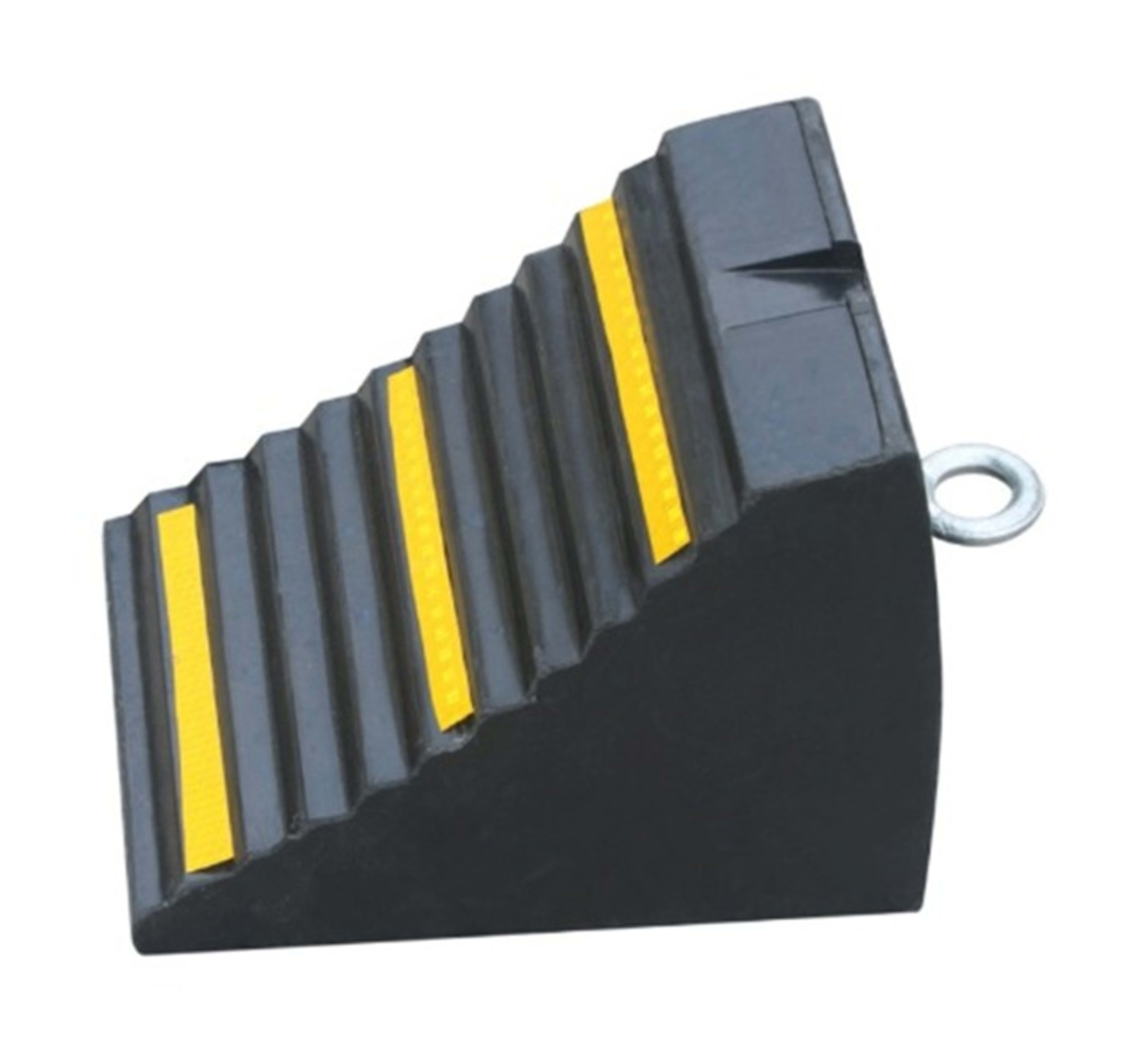 Heavy Duty Large Solid Rubber Wheel Chock with Hook detailed view – industrial safety equipment in Saudi Arabia (KSA)