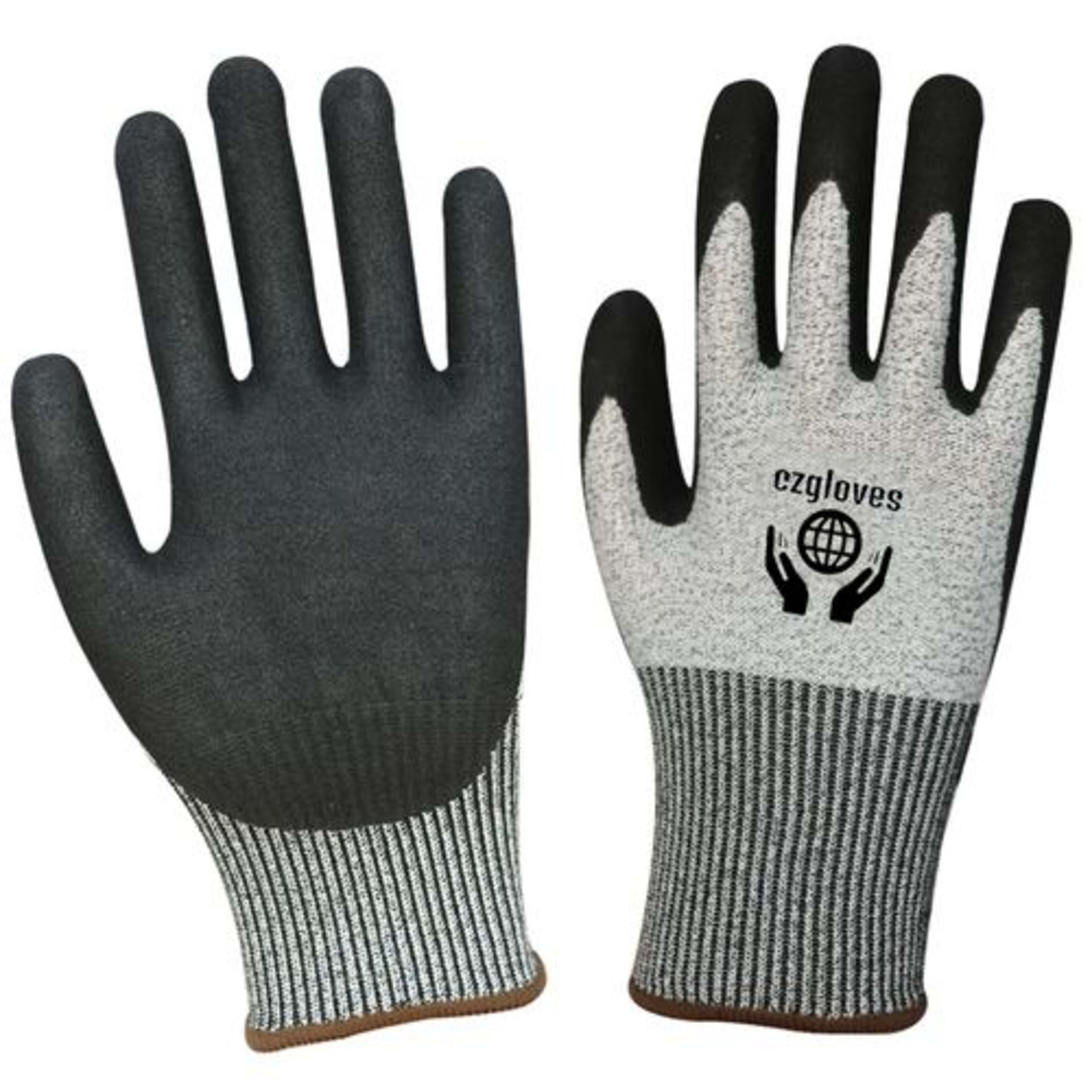 Latex Coated Gloves- Yellow+ Orange 50g/60g/70g/pair close-up | buy industrial safety gloves from Saudistark KSA