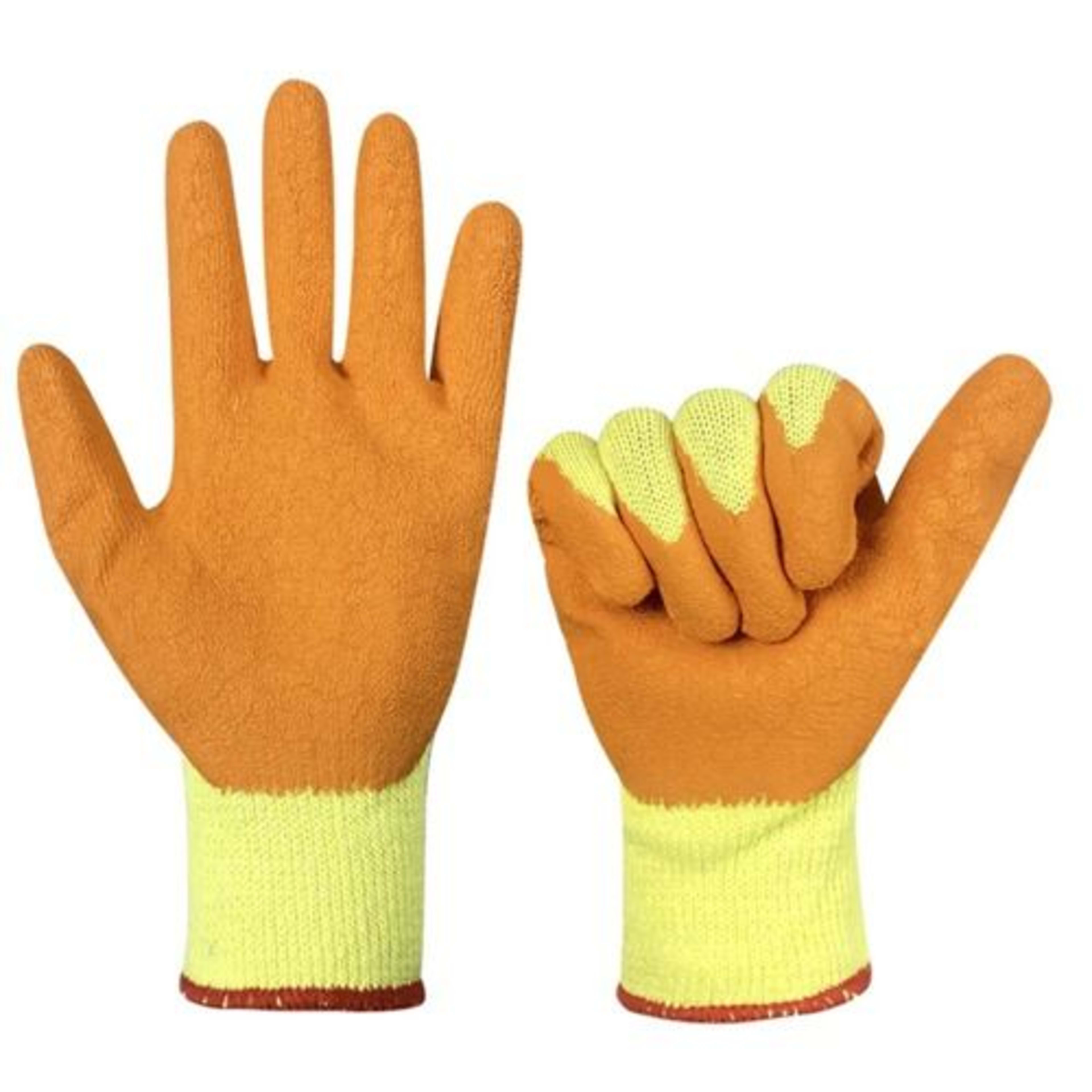 White Polyester Orange Nitrile coated gloves 32g/35g/38g/40g front view – industrial safety gloves in Saudi Arabia (KSA)