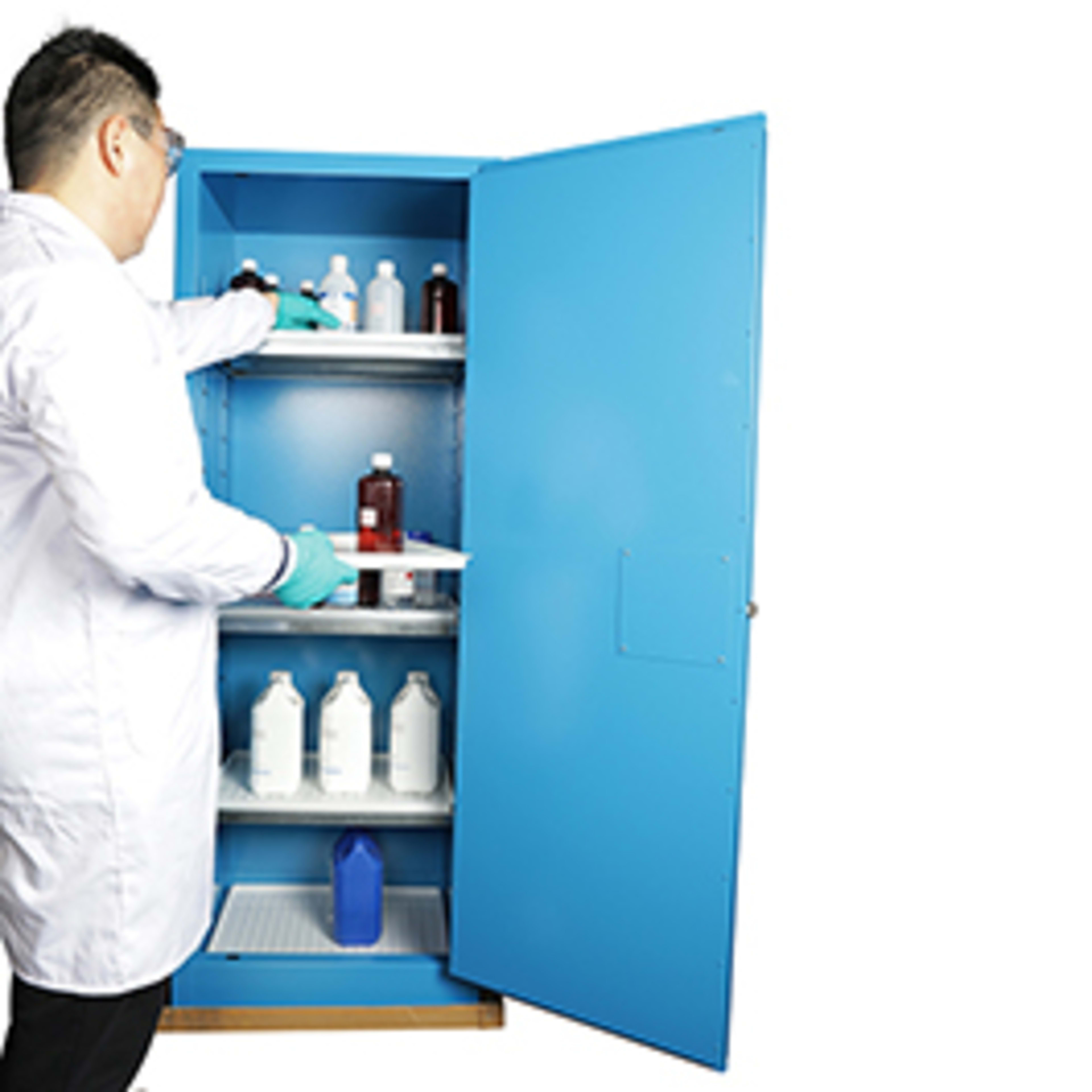 Sysbel CE and FM Approved 22 Gal Weakly corrosive side angle | buy corrosive chemical safety cabinet from Saudistark KSA