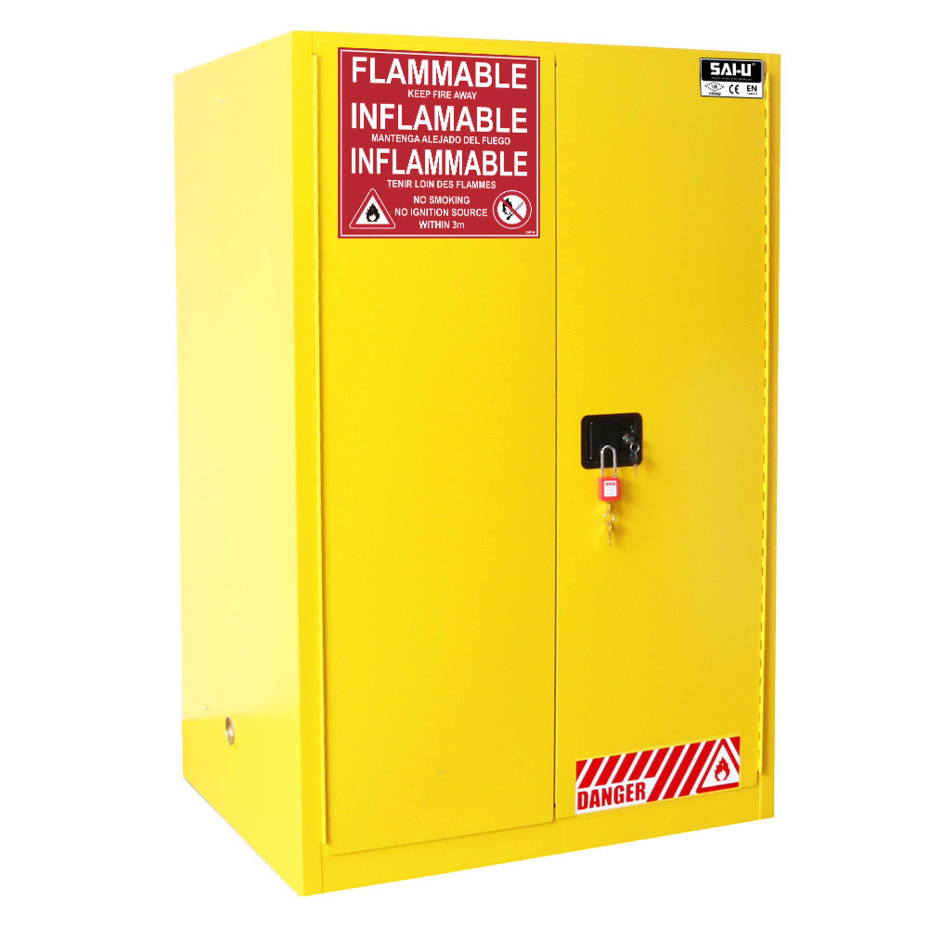 Sai-U Flammable Cabinet 90 Gal, Yellow SC0090Y detailed view – industrial safety equipment in Saudi Arabia (KSA)