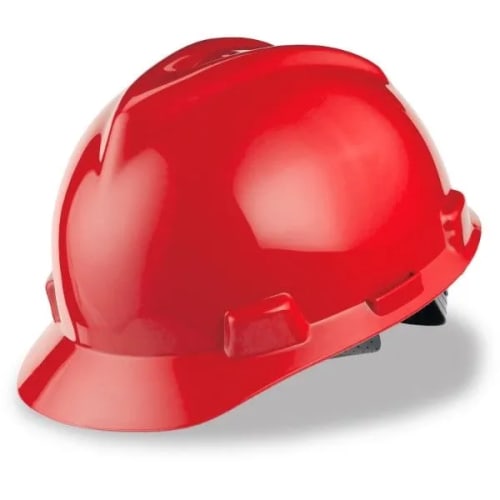 NEW MSA V-Gard Polyethylene Cap Style Hard Hat With 4 Point Ratchet Suspension - RED