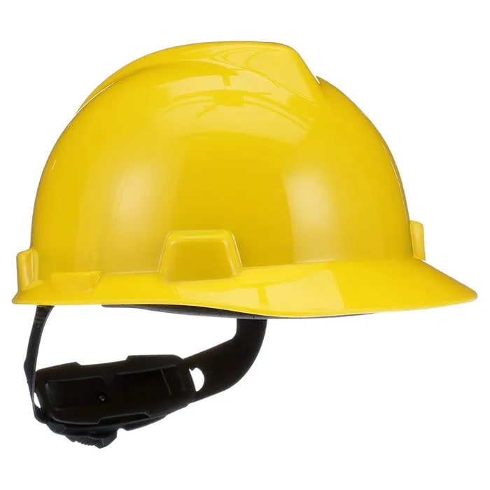 MSA V-Gard Polyethylene Cap Style Hard Hat With 4 Point Ratchet Suspension - Yellow