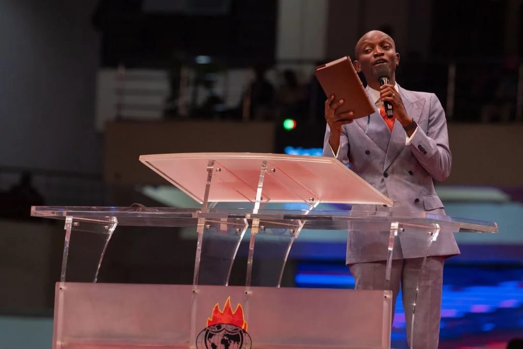 Bishop David Oyedepo ministering at the Word Altar