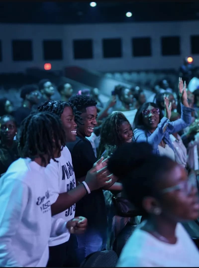 Young woman in fervent worship