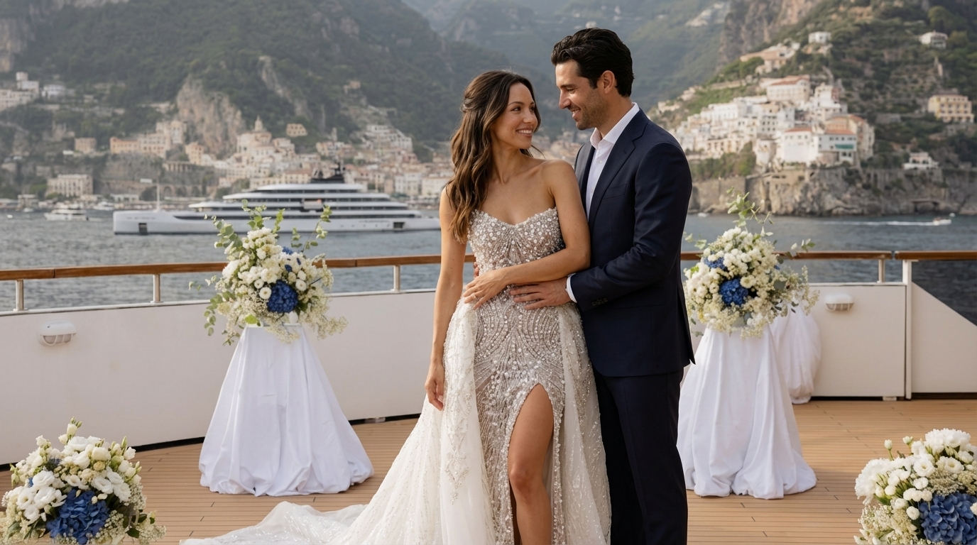 Destination wedding celebration at sea