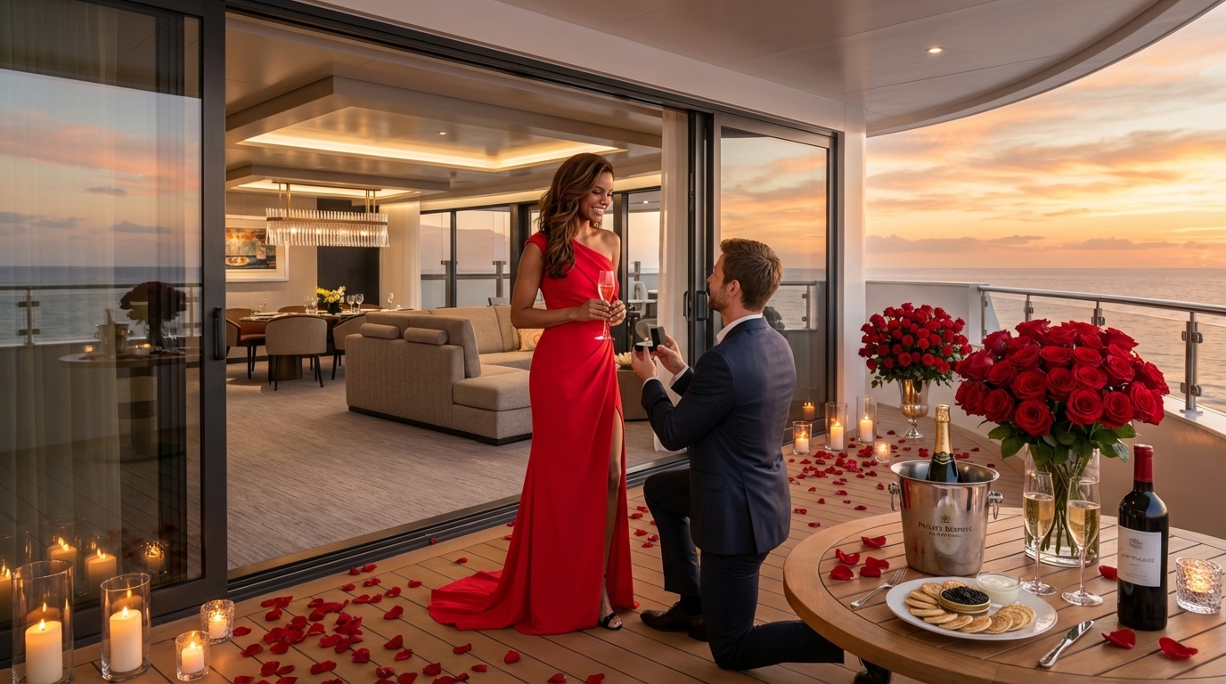 Proposal at sea aboard The Ritz-Carlton Yacht Collection
