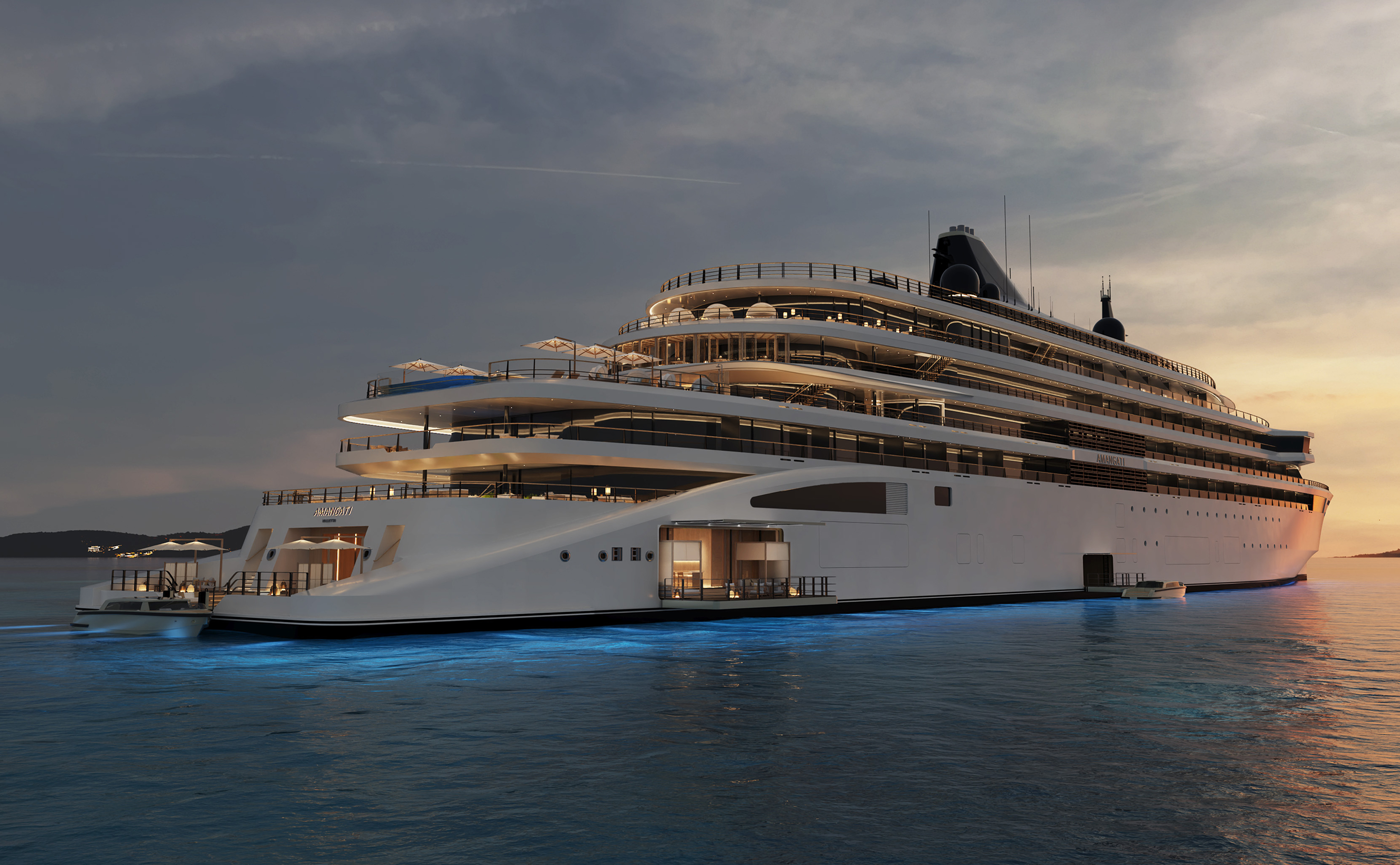 Luxury yacht at sea