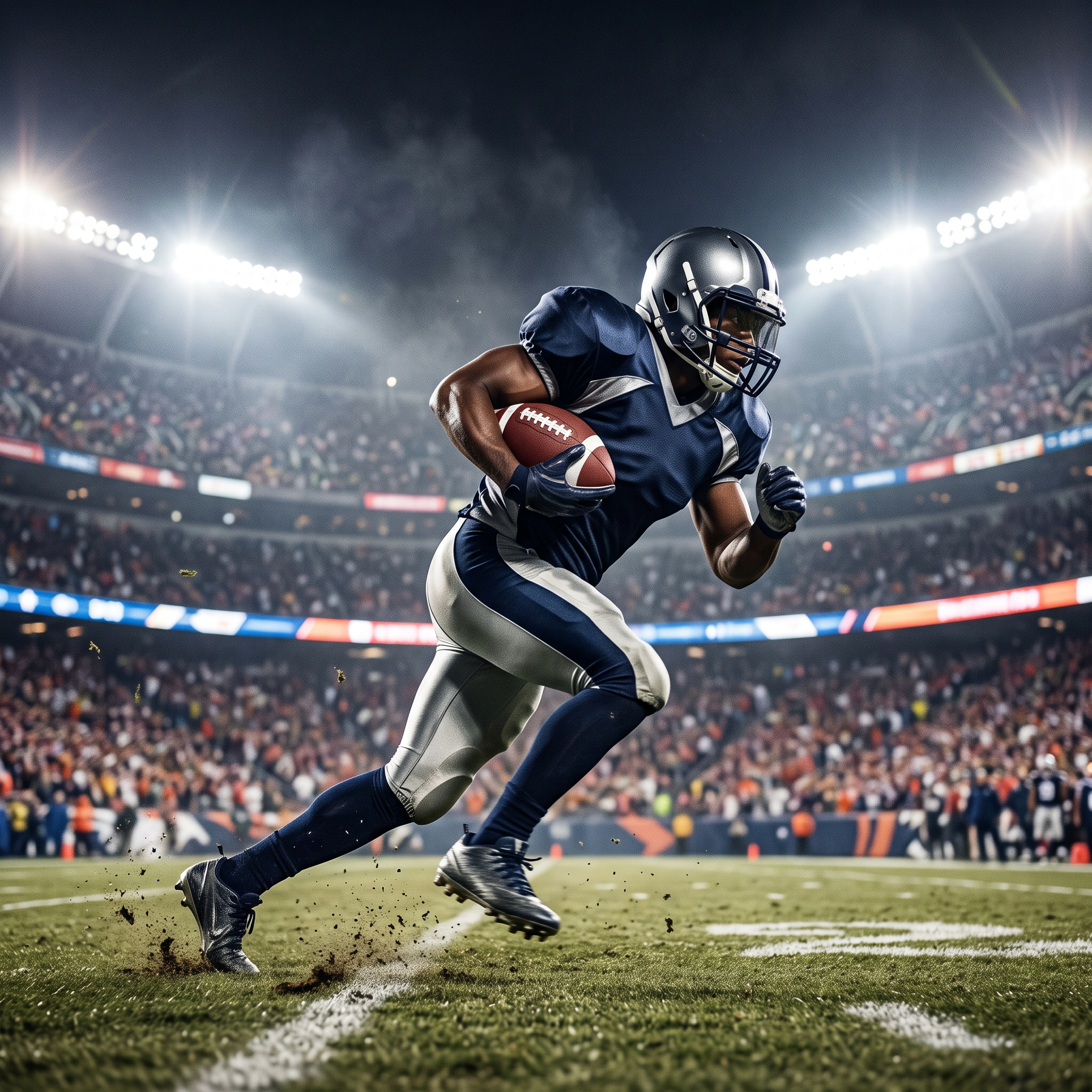 Football player running on the field