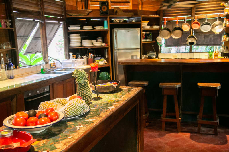 Fresh tropical breakfast spread