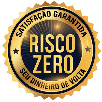 Selo de garantia: satisfação garantida, risco zero, seu dinheiro de volta