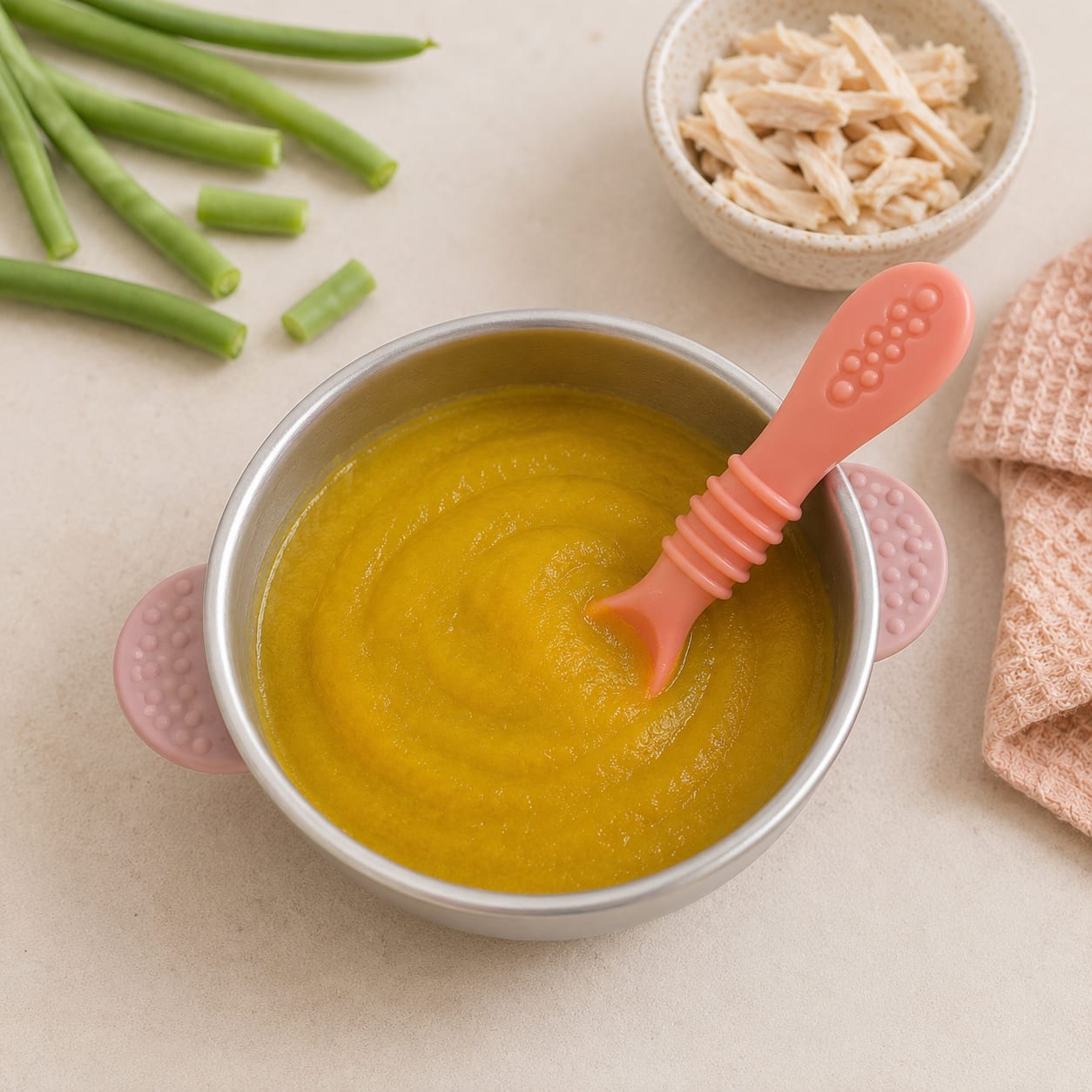 Puré de Feijão Verde e Frango