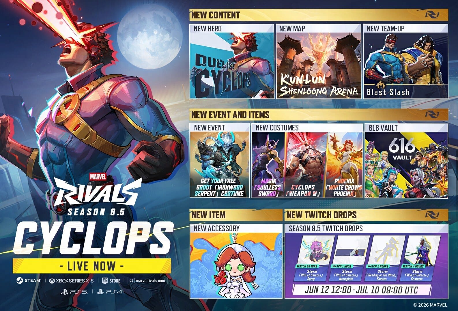 Для Marvel Rivals вышло межсезонное обновление — в игру добавили Циклопа
