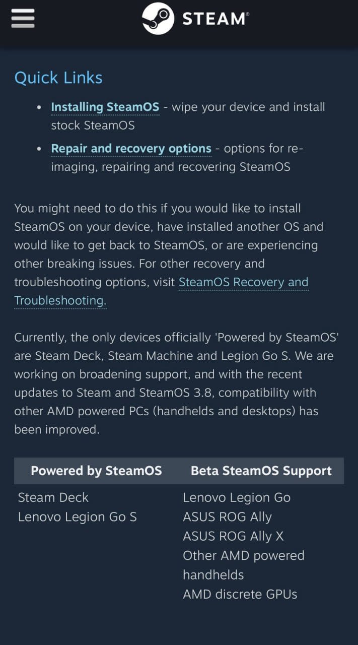 Valve обновила SteamOS до версии 3.8 для установки на обычный ПК